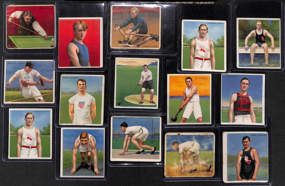 Early 1900s Hassan (16 cards) & Mecca (15 cards) Sports Athlete Cigarette Cards