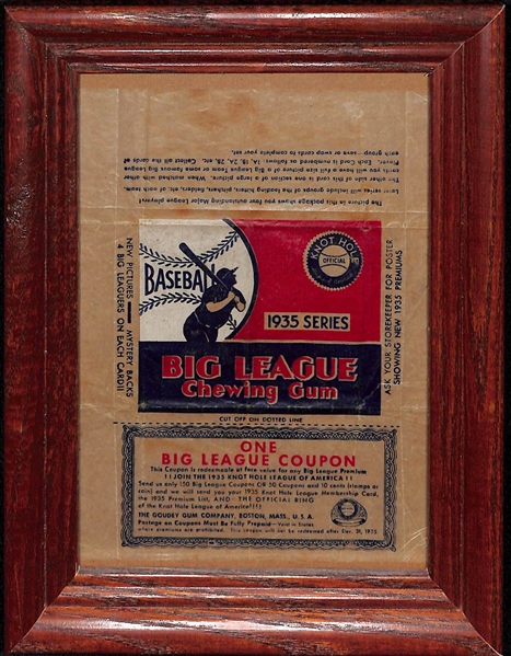Rare 1935 Goudey Big League 4-in-1 Baseball Card Wax Wrapper (Framed)