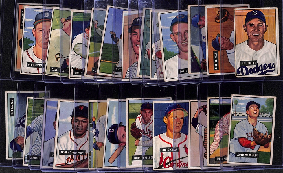 Lot of (24) Different 1951 Bowman Baseball Cards w. Gil Hodges