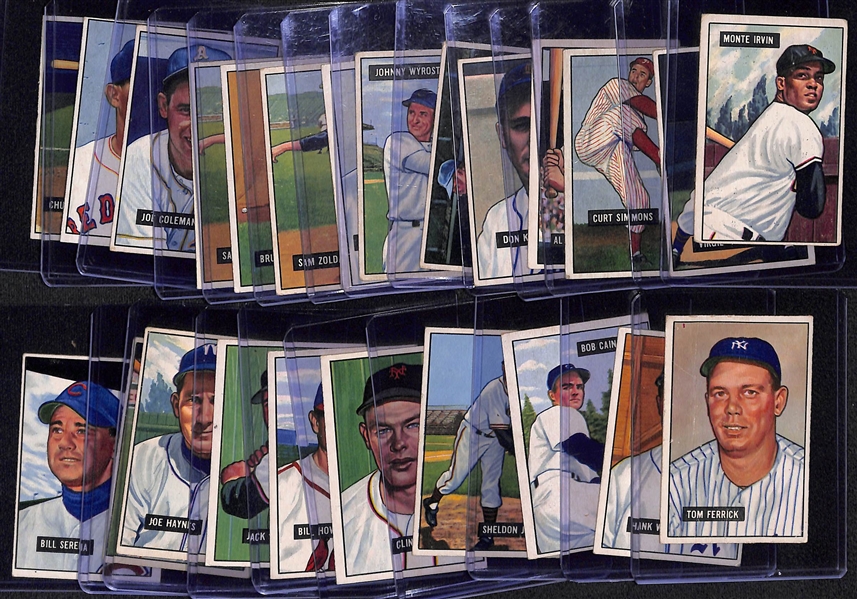 Lot of (24) Different 1951 Bowman Baseball Cards w. Monte Irvin