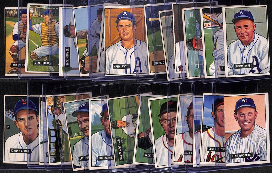 Lot of (24) Different 1951 Bowman Baseball Cards w. Jimmy Dykes