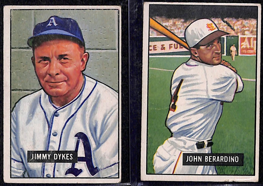 Lot of (24) Different 1951 Bowman Baseball Cards w. Jimmy Dykes