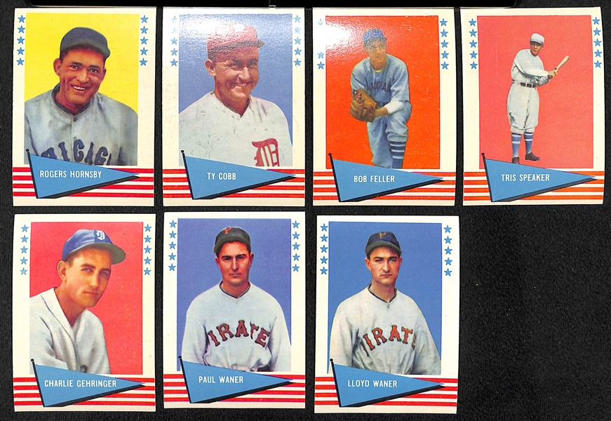 Lot of (72) Different 1961 Fleer Baseball Cards w. Rogers Hornsby & Ty Cobb