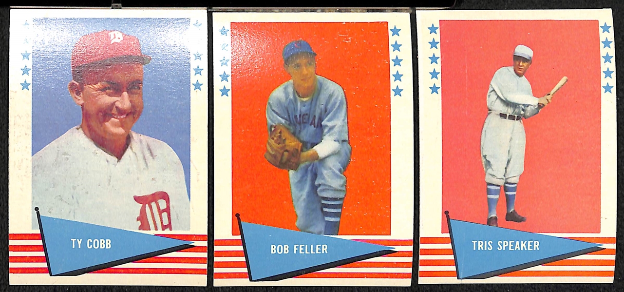 Lot of (72) Different 1961 Fleer Baseball Cards w. Rogers Hornsby & Ty Cobb