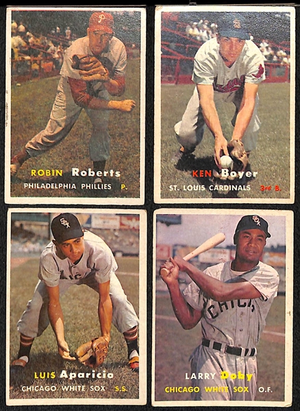 Lot of (50) Different 1957 Topps Baseball Cards w. Robin Roberts