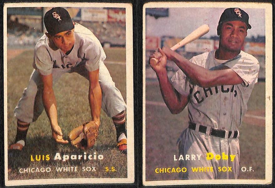 Lot of (50) Different 1957 Topps Baseball Cards w. Robin Roberts