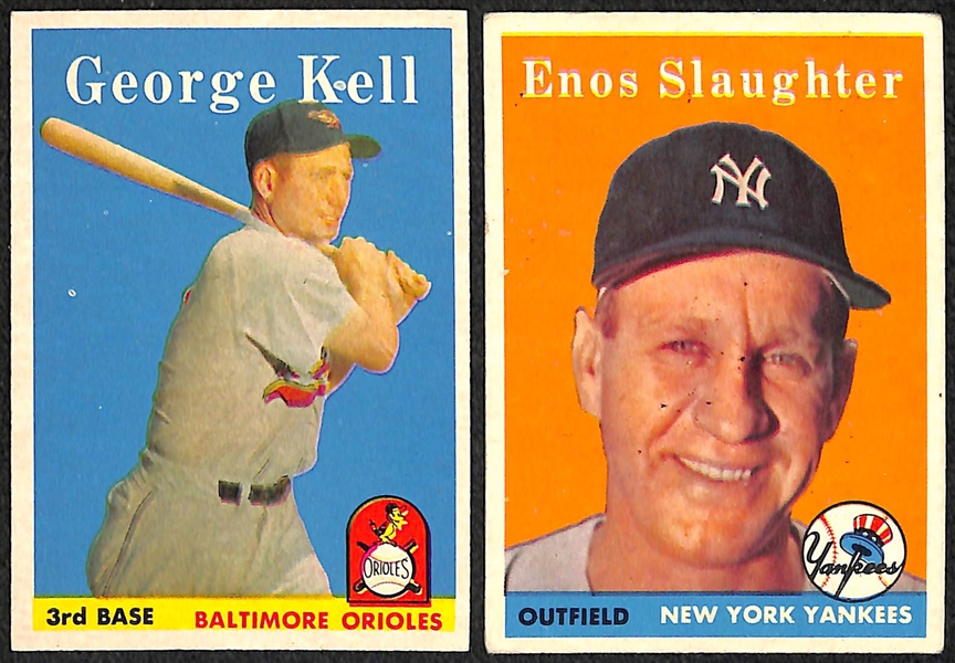 Lot of (50) Different 1958 Topps Baseball Cards w. Stan Musial All Star
