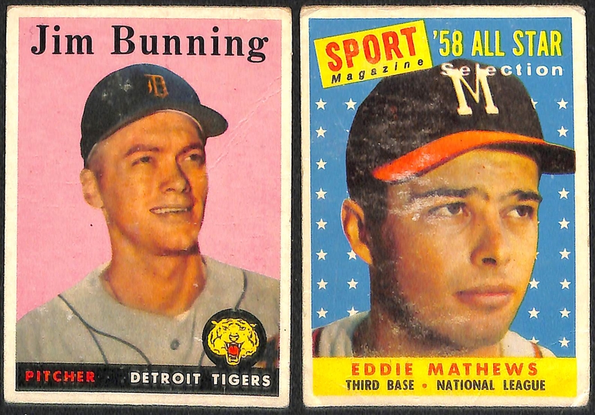 Lot of (50) Different 1958 Topps Baseball Cards w. Stan Musial All Star