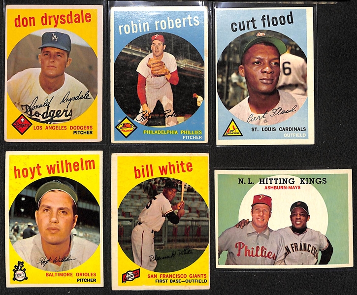 Lot of (100) Different 1959 Topps Baseball Cards w. Don Drysdale