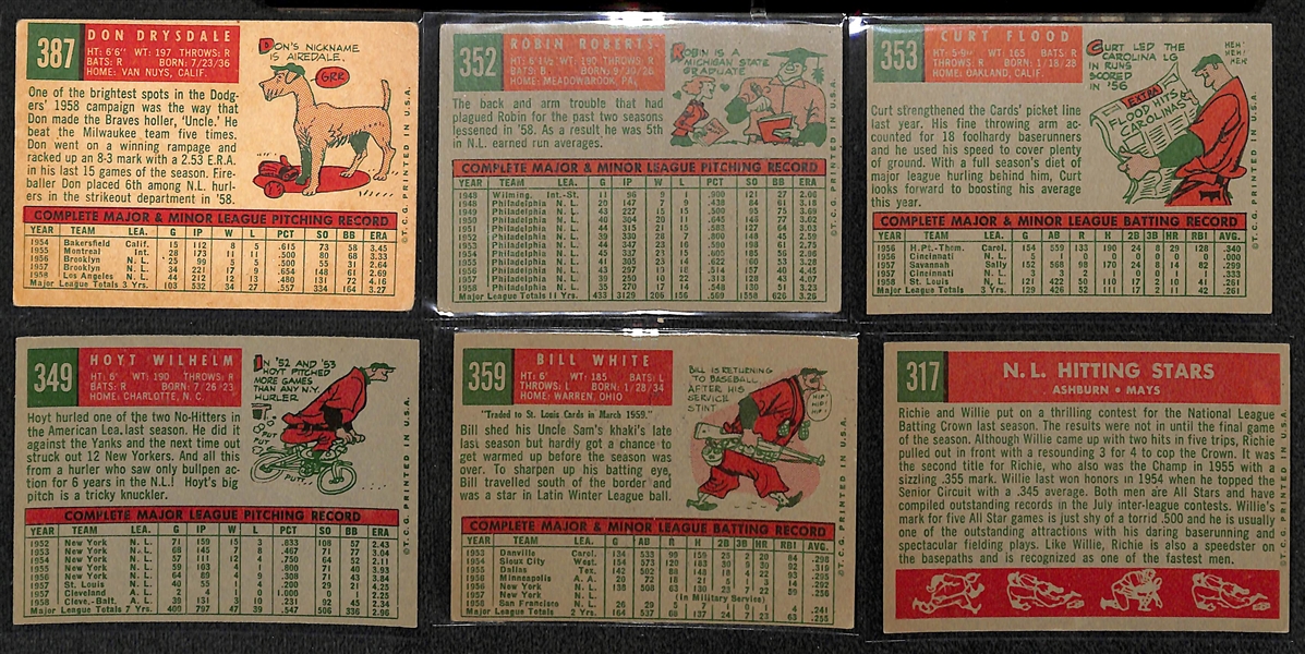 Lot of (100) Different 1959 Topps Baseball Cards w. Don Drysdale