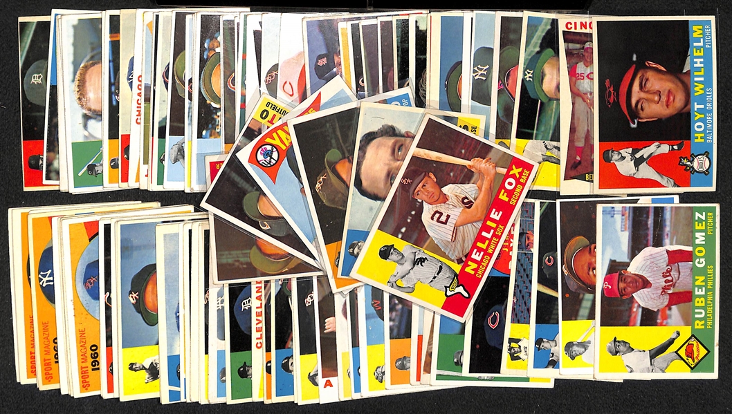 Lot of (100) Different 1960 Topps Baseball Cards w. Nellie Fox