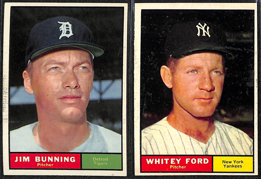 Lot of (60) Different 1961 Topps Baseball Cards w. Jim Bunning