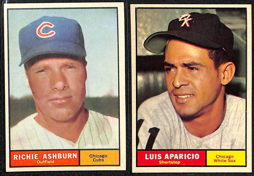 Lot of (60) Different 1961 Topps Baseball Cards w. Jim Bunning