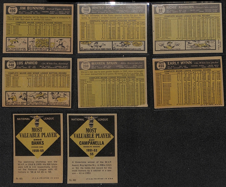 Lot of (60) Different 1961 Topps Baseball Cards w. Jim Bunning