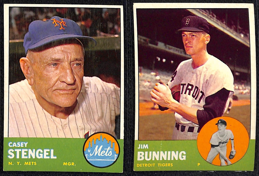 Lot of (100) Different 1963 Topps Baseball Cards w. Duke Snider