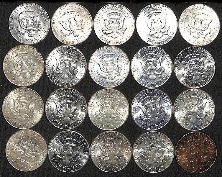 Group of 20 - 1964 Kennedy Silver Half Dollars - $10 Face Value - Circulated