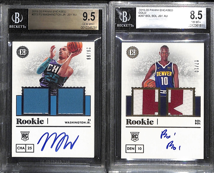 Lot of (4) 2019-20 Panini Encased Rookie Autograph Cards w. PJ Washington, Bol Bol, S. Doumbouya, N. Alexander Walker