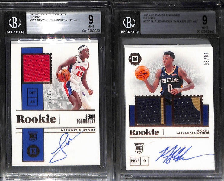 Lot of (4) 2019-20 Panini Encased Rookie Autograph Cards w. PJ Washington, Bol Bol, S. Doumbouya, N. Alexander Walker