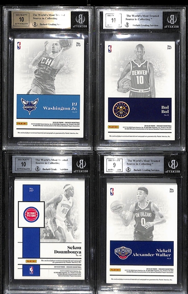 Lot of (4) 2019-20 Panini Encased Rookie Autograph Cards w. PJ Washington, Bol Bol, S. Doumbouya, N. Alexander Walker