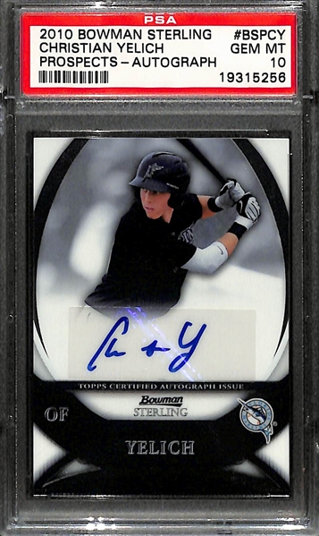 2010 Bowman Sterling Christian Yelich Rookie Autograph Card Graded PSA 10 Gem Mint