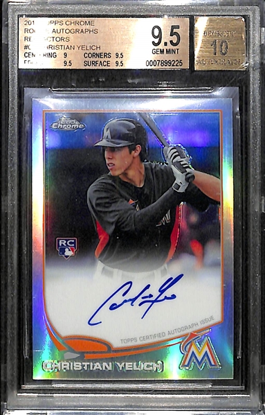2013 Topps Chrome Christian Yelich Rookie Autograph Refractor Graded BGS 9.5 Gem Mint (10 Auto Grade)