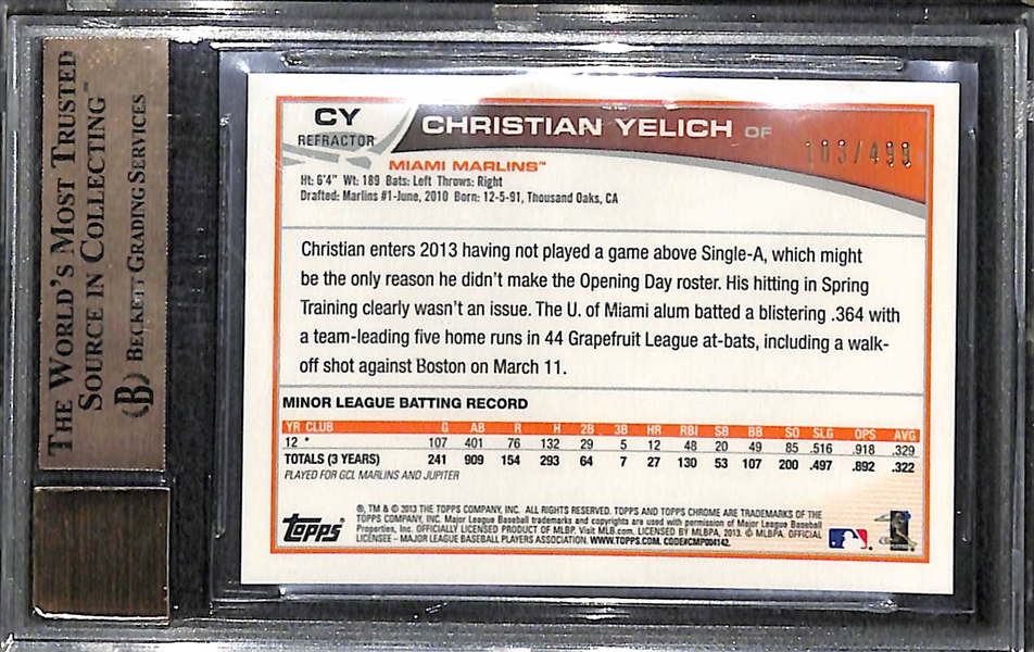 2013 Topps Chrome Christian Yelich Rookie Autograph Refractor Graded BGS 9.5 Gem Mint (10 Auto Grade)