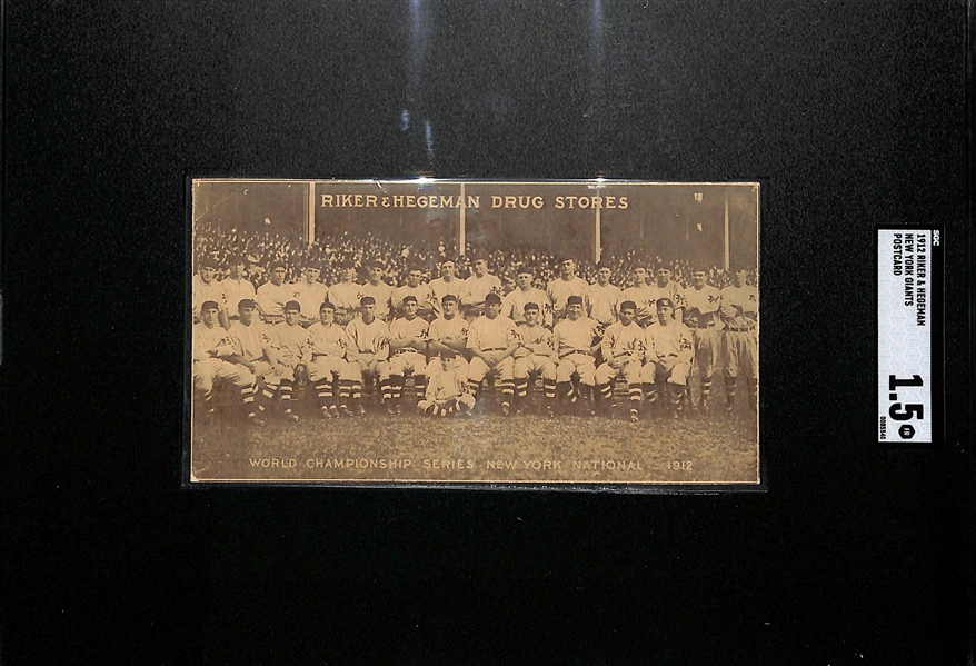 Rarely Seen 1912 Riker & Hegeman New York Giants Postcard (NL Champions) w. Christy Mathewson, Rube Marquard, John McGraw SGC 1.5