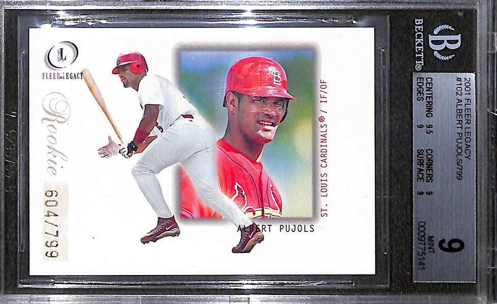 2001 Fleer Legacy Albert Pujols Rookie Card #102 BGS 9 Mint