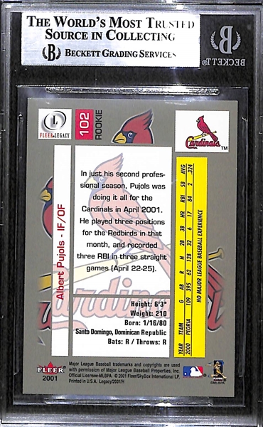 2001 Fleer Legacy Albert Pujols Rookie Card #102 BGS 9 Mint