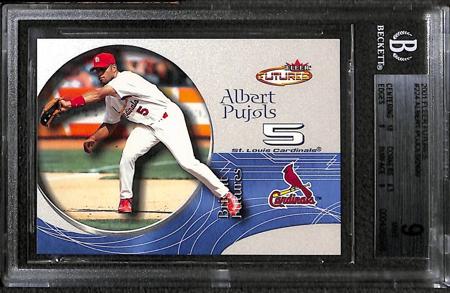 Lot of (3) BGS Graded Albert Pujols Rookie Cards- 2001 Fleer Triple Crown, 2001 Fleer Futures, 2001 Topps Stars - BGS NM-GemMt