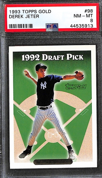Lot of (5) Graded 1990s Superstar Rookies - 1993 Topps Gold Derek Jeter PSA 8, 1997 Ultra David Ortiz Gold Medallion BGS 7.5, 1997 Bowman's Best Adrian Beltre PSA 9, 1994 SP Alex Rodriguez BGS 7.5,...
