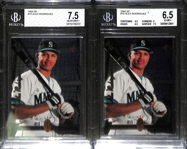 Lot of (5) Graded 1990s Superstar Rookies - 1993 Topps Gold Derek Jeter PSA 8, 1997 Ultra David Ortiz Gold Medallion BGS 7.5, 1997 Bowman's Best Adrian Beltre PSA 9, 1994 SP Alex Rodriguez BGS 7.5,...