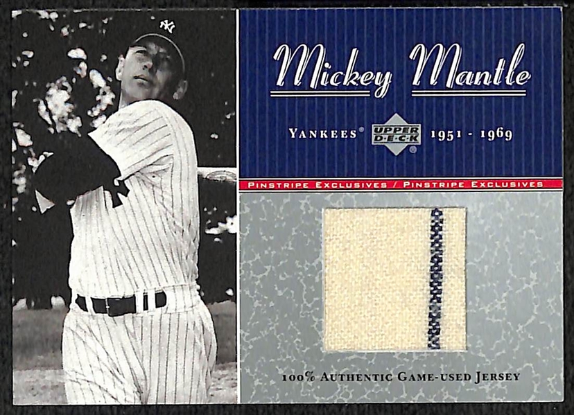 Lot of (3) New York Yankees Hall Of Fame Cards - Mickey Mantle Pinstripe Jersey, Joe DiMaggio Jersey BGS 9 & Mickey Mantle Lumber Yard BGS 9.5