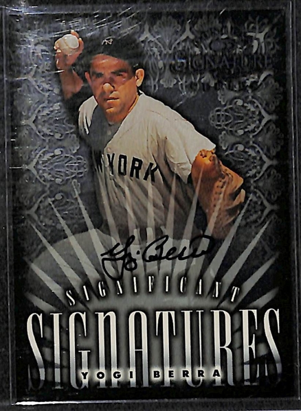 Lot of (3) 1999 Donruss Signature Series Autographs - Eddie Mathews, Yogi Berra, & Stan Musial