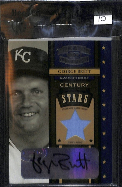 Lot of (3) BGS Graded Hall of Fame Jersey/Patch Autograph Cards - Mike Schmidt, George Brett, & Don Mattingly