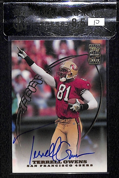 Lot of (2) BGS Graded Hall of Fame Football Autographs - Terrell Owens & Steve Young