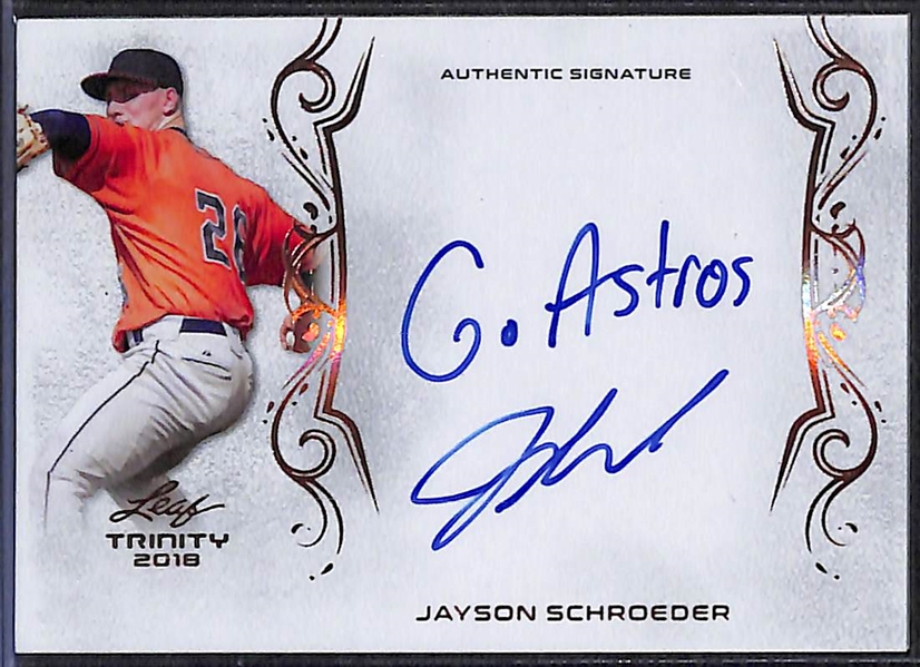 Lot of (3) 2018 Leaf Trinity Inscription Autograph Cards w. Vladimir Guerrero Jr & Shane Bieber Rookie Cards