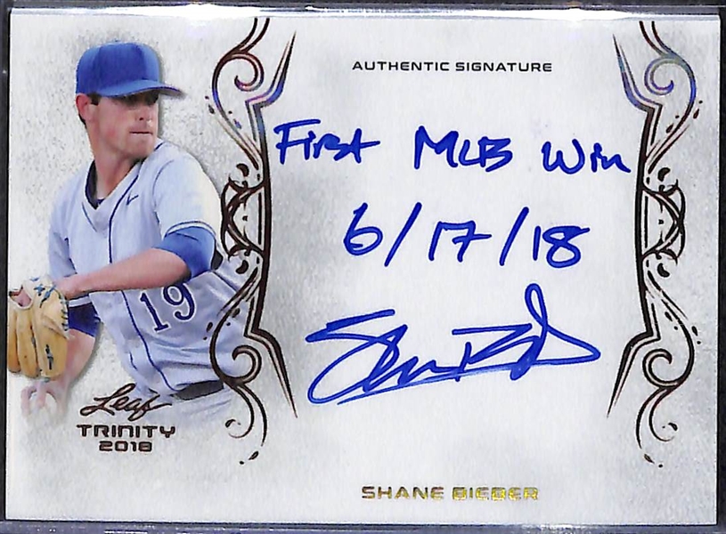 Lot of (3) 2018 Leaf Trinity Inscription Autograph Cards w. Vladimir Guerrero Jr & Shane Bieber Rookie Cards