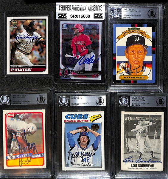 Lot of (6) Different Baseball & Football Cards w. Stargell, Adell, & Trammell