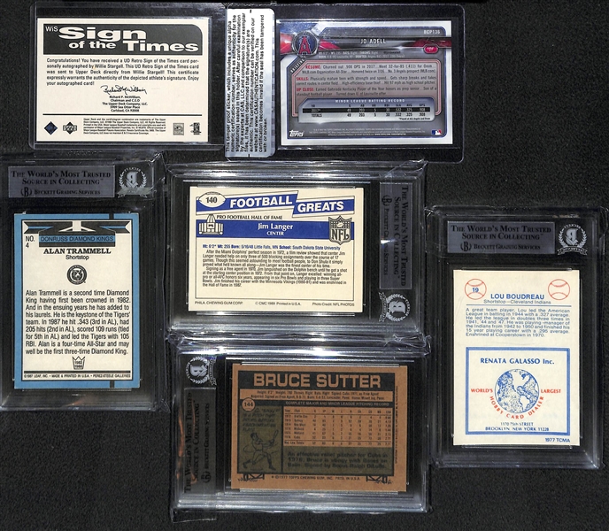 Lot of (6) Different Baseball & Football Cards w. Stargell, Adell, & Trammell