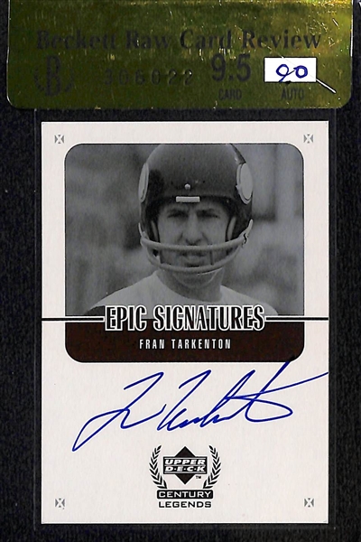 Lot of (3) BGS Graded NFL Hall of Fame Autograph Cards w. Fran Tarkenton & Edgerrin James