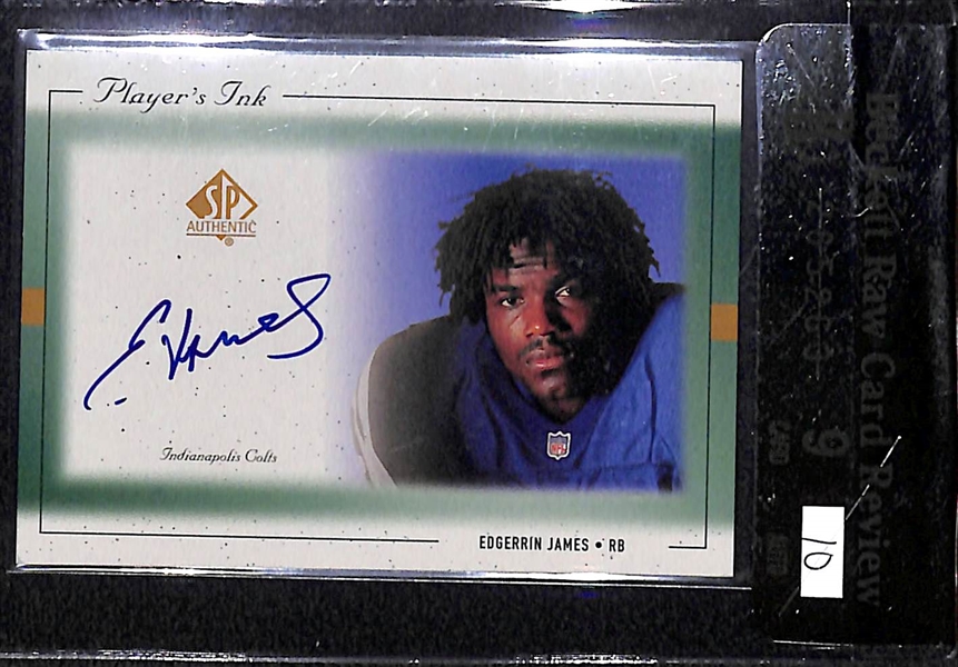Lot of (3) BGS Graded NFL Hall of Fame Autograph Cards w. Fran Tarkenton & Edgerrin James