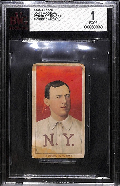 1909-11 T206 John McGraw (Portrait No Cap) Sweet Caporal BVG 1
