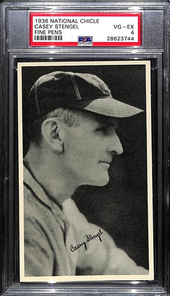 Lot of (3) 1930s Graded Oversized Baseball Cards w. Pie Traynor, Casey Stengel & Melvin Ott