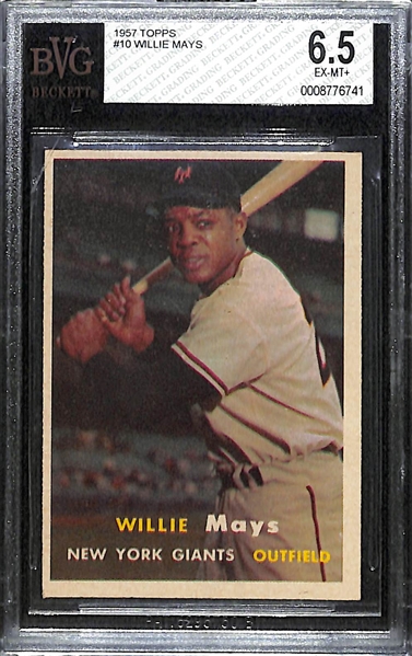 1957 Topps Baseball Willie Mays #10 BVG 6.5