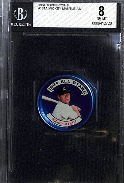 Lot of (3) 1960s Topps Graded Baseball Cards - Mickey Mantle Coins & Babe Ruth Who AM I
