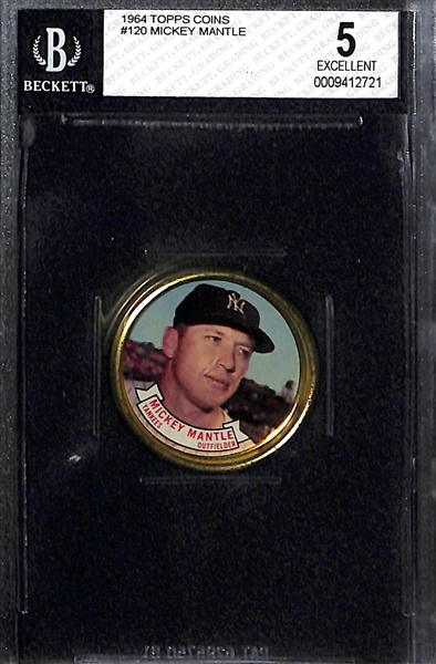 Lot of (3) 1960s Topps Graded Baseball Cards - Mickey Mantle Coins & Babe Ruth Who AM I
