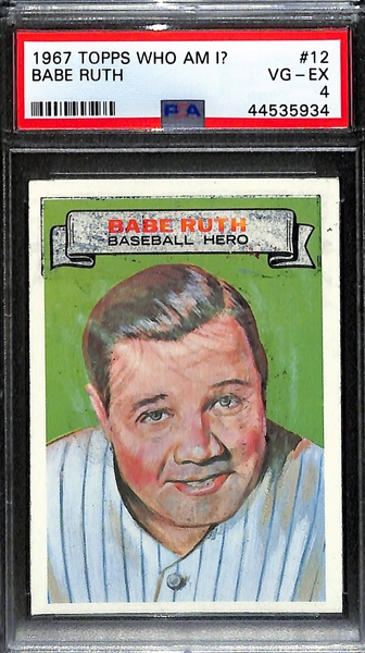 Lot of (3) 1960s Topps Graded Baseball Cards - Mickey Mantle Coins & Babe Ruth Who AM I