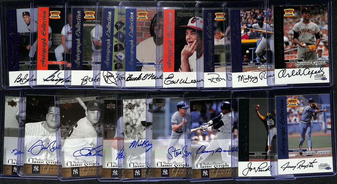 Lot of (18) Upper Deck Yankees Collection and Sports Illustrated Autograph Cards w. Mickey Rivers & Orlando Cepeda