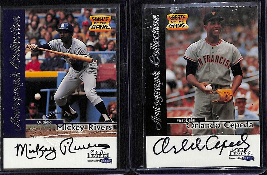 Lot of (18) Upper Deck Yankees Collection and Sports Illustrated Autograph Cards w. Mickey Rivers & Orlando Cepeda